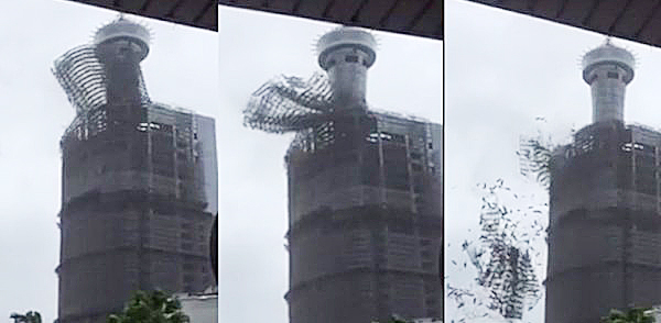 台中前金沙百貨鷹架倒塌