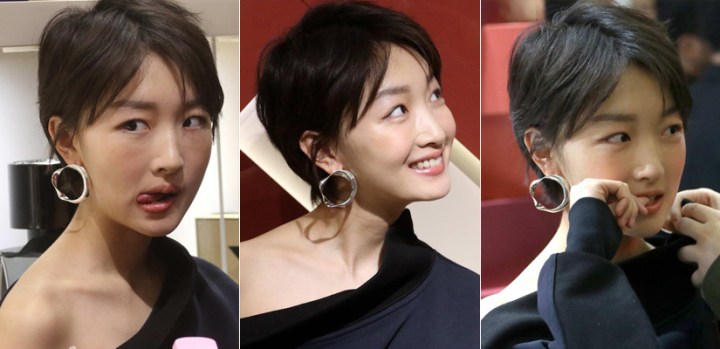 周冬雨咬指甲、吐舌的可愛表情